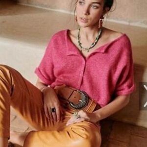 La Maille Sezane Hot Pink Knit Sweater Top